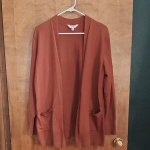 Time and Tru Women's Open Front Cardigan in Rust